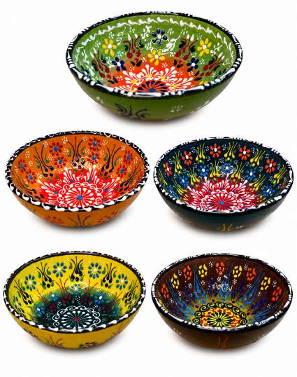 Hand-Painted Flat Ceramic Bowl — Medium
