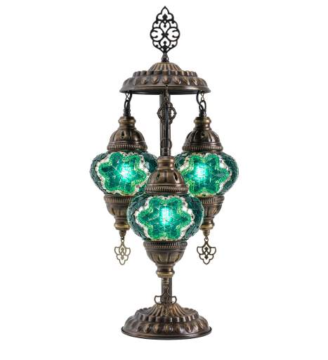 Mosaic 3-Globe Table Lamp — Emerald Green