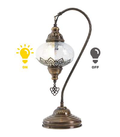 Mosaic Swan Lamp — Clear Crackle Glass