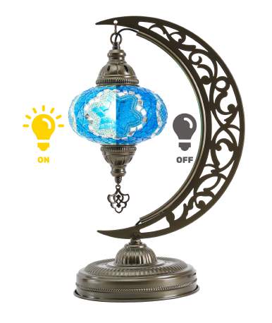Mosaic Crescent Lamp — Turquoise Blue